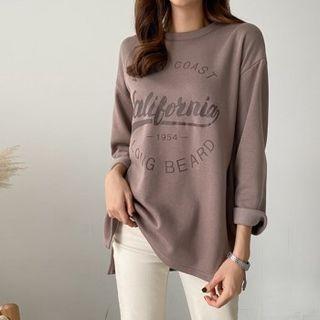 Letter Printed Fleece Lined T-shirt