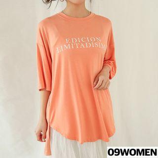 Tall Size Letter Print Dip-back T-shirt
