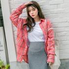 Plus Size Drop-shoulder Plaid Shirt