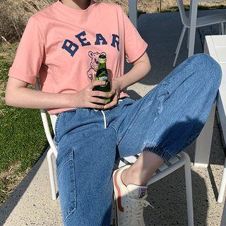 Drawstring-waist Baggy Cargo Jeans