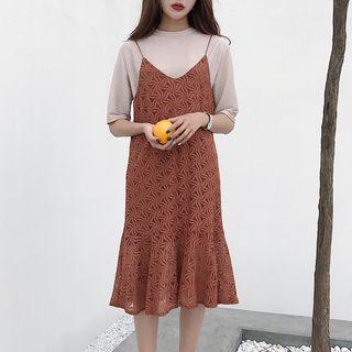 Lace Strappy A-line Dress