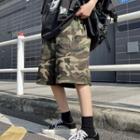 Camouflage Print Straight Cut Shorts