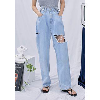 Cutaway Washed Baggy Jeans