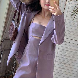 Spaghetti Strap Cutout Mini A-line Dress / Blazer