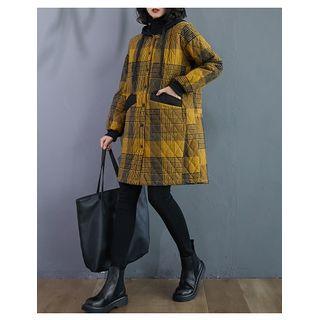 Vintage Plaid Medium Long Padded Coat