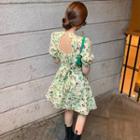 Open-back Floral Wrapped Mini Dress / Top