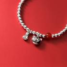 Tiger Beaded Bracelet 1 Pc - S925 Silver - Red Bead - Silver - One Size