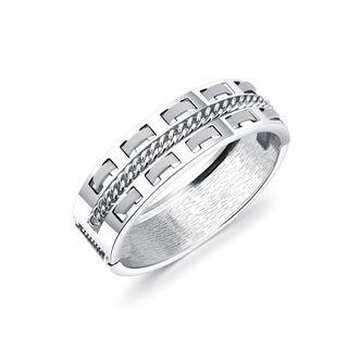 Fashion Temperament Wide Version Hollow Geometric Bangle Silver - One Size