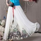 Printed Maxi Chiffon A-line Skirt