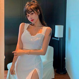 Sleeveless Frill Trim Mini Dress