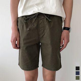 Drawstring-waist Washed Shorts