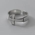 Cross Ring S925 - 1 Pc - Silver & White - One Size