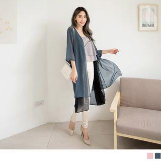 Layered Short Sleeve Open Front Cover-up