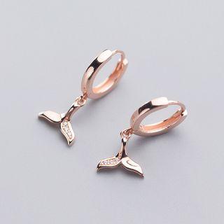 925 Sterling Silver Rhinestone Mermaid Tail Dangle Earring