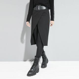 High-waist Mock Two Piece Plain Pants