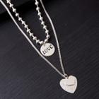 Stainless Steel Lettering & Heart Pendant Layered Necklace