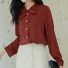 Tie Neck Blouse Wine Red - One Size