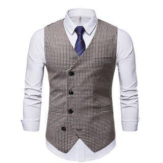 Houndstooth Single-breasted Vest