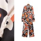 Long Sleeve Geometric Printed Jumpsuit