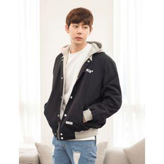 Lettering-sleeve Hoodie Jacket