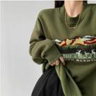 Mountains-print Loose-fit Pullover Green - One Size