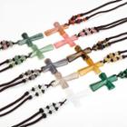 Stone Cross Pendant String Necklace