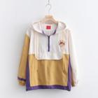 Half-zip Color Block Hoodie Yellow - One Size