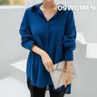 Plus Size Dip-back Loose-fit Shirt