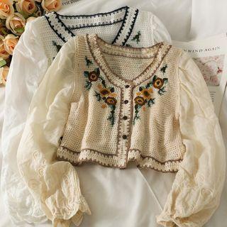 Patchwork Embroidered Crop Shirt