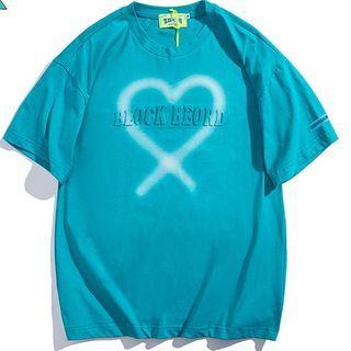 Heart Lettering Short-sleeve Top