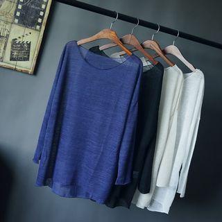Long Sleeve Melange Knit T-shirt