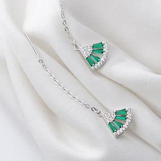 925 Sterling Silver Fan Threader Earring As Shown In Figure - One Size