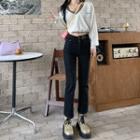 Cutout Cropped Straight Leg Jeans