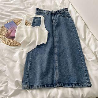 Halter Top / Denim Skirt
