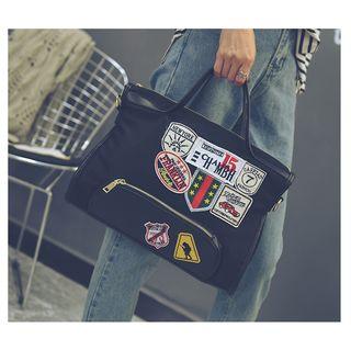 Patch Embroidered Shoulder Bag