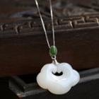 925 Sterling Silver Nephrite Pendant Necklace 16 Inch Silver Necklace - White - One Size