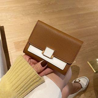Faux Leather Color Panel Wallet