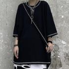 Short-sleeve Contrast Stitched T-shirt