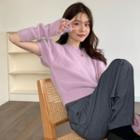 Short Sleeve Plain Fleece Sweater With Arm Sleeves Pink - One Size