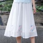 Midi Chiffon Embroidered Skirt