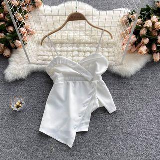 Asymmetrical Ruffle Suspender Top