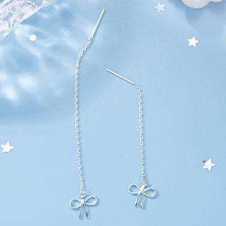 925 Sterling Silver Ribbon Threader Earring 1 Pair - E140 - Silver - One Size