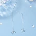 925 Sterling Silver Ribbon Threader Earring 1 Pair - E140 - Silver - One Size