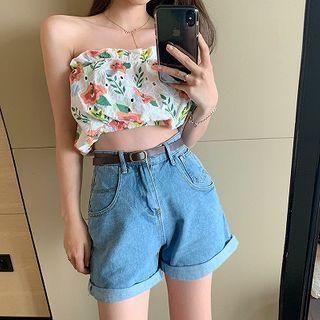Floral Tube Top / Denim Shorts