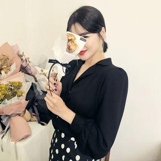 Notched-collar Crepe Blouse
