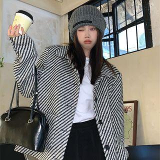 Striped Loose-fit Jacket Black - One Size