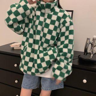 Half-zip Check Fleece Sweatshirt
