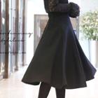 Band-waist Midi A-line Flare Skirt