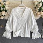 V-neck Lace Bell-sleeve Top