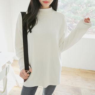 High-neck Plain T-shirt